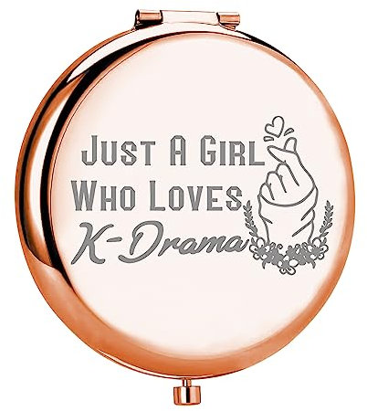 MYOSPARK K-Drama Lover Gift K-Drama Girl Compact Makeup Mirror Gift Korean Drama Fan Gift Just A Girl Who Loves K-Drama Makeup Mirror (UK Loves K-Drama Mirror)