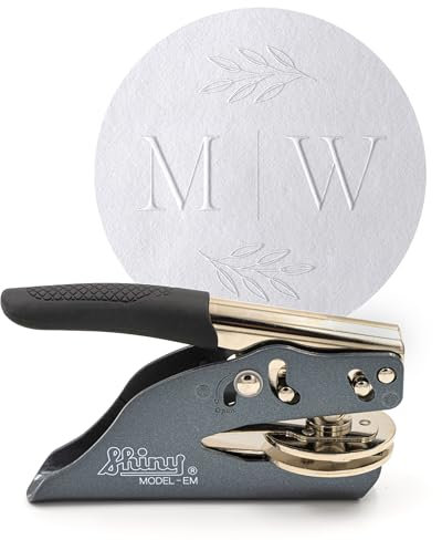 JUST REFINE Prägestempel personalisiert – Prägezange für Papier mit Initialen oder Namen, geeignet für Einladungen, Karten und Geschenke, verschiedene Modelle (Royal)