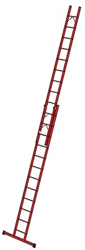 PROREGAL Sprossen-Schiebeleiter 2-teilig GFK mit Standard-Traverse 2x12 Sprossen | Leiter, Teleskopleiter, Trittleiter, Bockleiter, Sprossen-Doppelleiter