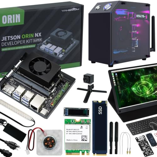 Yahboom Jetson Orin NX 8GB SUPER Ult Kit,117 TOPS | AI-Roboter ultraklarem 15,6-Zoll-Touchscreen + Jetson Case + USB Camera + Kabelloser Tastatur und Maus, 117 Tops