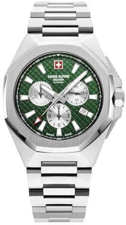 Swiss Alpine Military Herren Uhr Chronograph Analog Quarz 7005.9134SAM Edelstahl