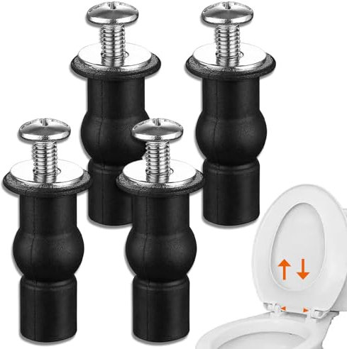 4Pcs Toilet Seat Hinges Screws, Universal Toilet Seat Fittings, Bolts Toilet Seat Top Fixing Screw, Expanding Rubber Top Toilet Nuts Screw Fixings for Universal Toilet Lid Seats