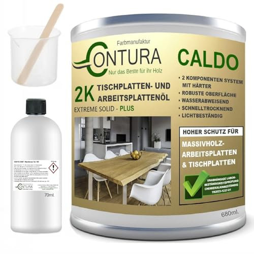 Contura 750ml. im Set Hartwachsöl 2K Arbeitsplattenöl Härter Holzöl Tische Theken Öl kratzfest Hartöl (Weiß pigmentiert)