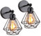 iDEGU 2 Stücke Vintage Wandlampe 16cm Wandleuchte Industrial Design Geometrischem Käfig Eisen Lampenschirm Retro Lampe Verstellbare Deckenleuchte Wandleuchte für Wohnzimmer Flur Küche (Typ-C Schwarz)