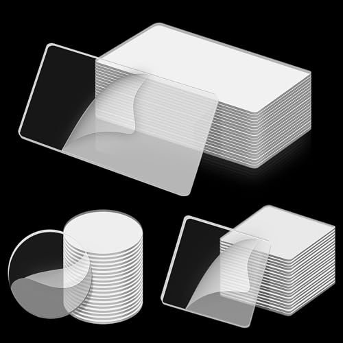 DTOFOOT Klebepads Doppelseitig, 60 Stück Doppelseitiges Klebeband Transparent Klebeband Pads Waschbares Spurloses Klebestreifen für Teppich Fliesen Glas Holz (Quadratisch Rund Rechteckig)