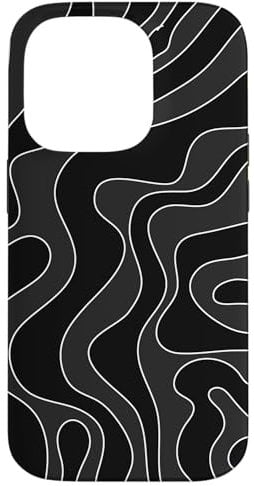 iPhone 14 Pro Black and White Swirl Wavy Pattern Case