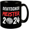 Leverkusen Meisterschale Tasse in Schwarz mit Spruch Deutscher Meister 2024 Fußball NRW Meisterschafts-Trophäe für Gewinner und Sieger des Wettbewerbs