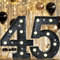 Dekorative LED-Zahlen, 22,4 cm, glitzerndes Festzelt, Zahlenschild für 45. Geburtstag, Party, Hochzeit, Hintergrund, Hausbar, Wanddekoration, schwarze Zahl 45