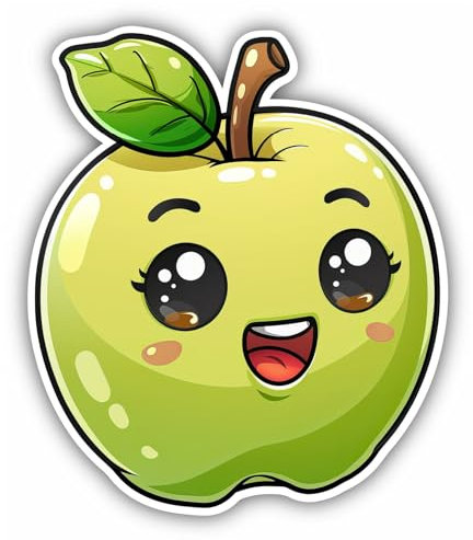 Samunshi® Süße Kawaii Apfel Sticker Anime Autoaufkleber für Motorrad Fahrrad Roller oder Auto Sticker Fahrrad Mtb Mountainbike Rennrad Comic Cartoon Retro Aufkleber 9x10cm