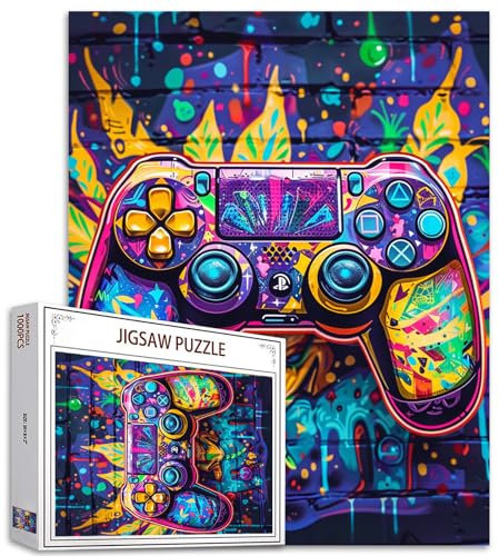 Tucocoo Abstraktes Gamepad-Puzzle für Erwachsene, 1000 Teile, Graffiti-Street-Pop-Art-Puzzle, 70 x 50 cm, buntes DIY-Puzzle, für Heimdekoration, Geschenke, Familienpuzzle, perfekt für Spieleabende