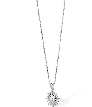 VICKWOOD Collana da donna a forma di sole, lunga 50-60 cm, con ciondolo a forma di sole, in acciaio inox, impermeabile, placcato oro rosa 16 carati, nero/argento con confezione regalo, Acciaio