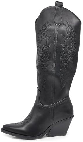 IF Fashion Stivali Cowboy Western Texani Scarpe da Donna A Punta Camperos LY80-12 Nero N.41