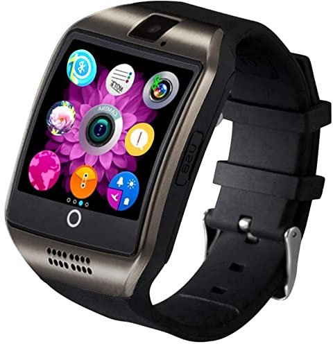 BYDPBS Full Touch Screen Android Smartwatch for Women Men Kids, with SIM Card Slot, Pedometer, Camera, Fitness Tracker with Call & Message Notification Reminder Smart Watch,Black