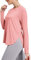 PINSPARK Sportshirt Damen Langarm UPF 50+ Sonnenschutz Schnelltrocknend Funktionsshirt Laufshirt Leicht Atmungsaktiv Sport Oberteile Rashguard für Fitness Yoga Rosa M