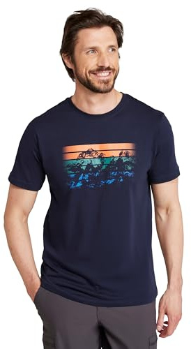 Mountain Warehouse Sunrise Mens T-Shirt - Breathable & Lightweight Cotton Tee Shirt with UV Protect - for Spring Summer, Outdoors & Holiday Dark Blue XS