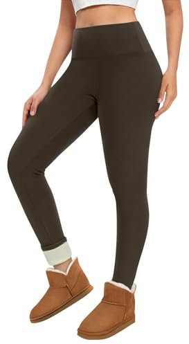 Thermostrumpfhose Gym Hose Damen Langlauf-Ski Gefütterte Strumpfhose Skiunterhose Damen Thermo Strumpfhose Shaping Warme Schlafanzüge Damen Winter Business Hose Damen(Kaffee,M)