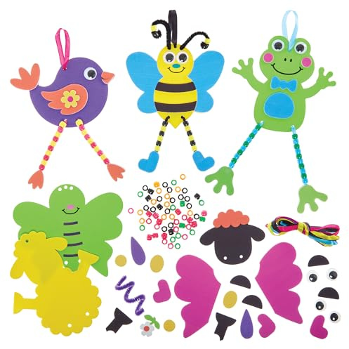 Baker Ross FN383 Springtime Dangly Leg Decoration Kits - Pack of 5, Spring Arts and Crafts for Kids