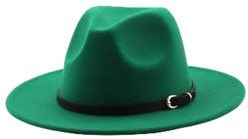 HEYANN Fedora Hut Herren Huts Filzhut mit Breite Krempe Herren Klassischer Panama Hut Damen Filz Trilby Hut für Party (M, Gras grün)