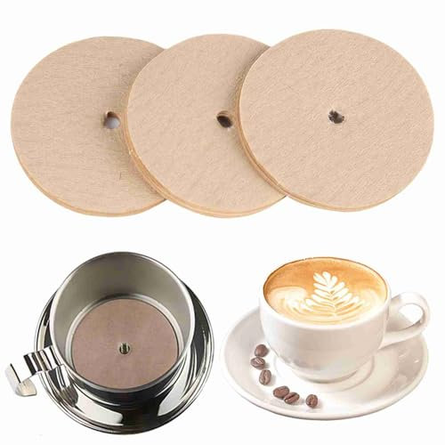 Gsycle 100 pièces filtres à café percolateur, filtre à café vietnamien filtre à café rond en papier pour percolateur cafetière à disque filtre à café pour le camping, la maison, le bureau