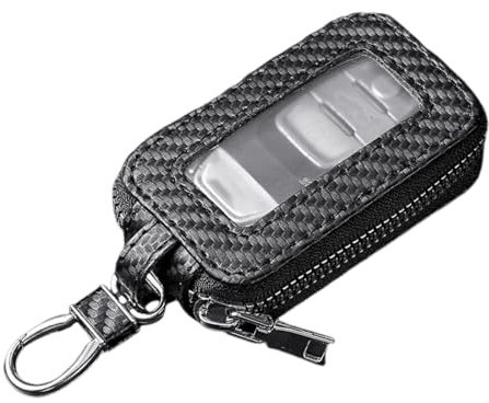 Funda para Llave de Coche, Funda de Piel para Llavero Universal, Funda de Llavero de Coche Cuero PU Autoschlüsselhülle Gancho de Metal Anillo de Llaves Cremallera Protectora(Negro)
