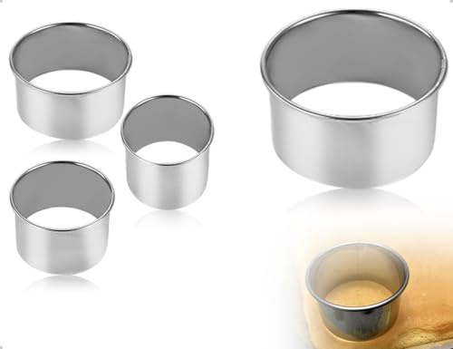 Emezddo 3 Stück Ausstechformen,Edelstahl Ausstecher,DIY-Backwerkzeuge mit Gerollten Kanten,verwendet für Teig Backen Gebäck Fondant Kuchen Donuts(8.1/7.1/6 cm,Rund)