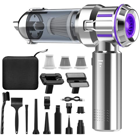 ZUWOHL Aspirateur Voiture sans Fil 3-en-1 Puissant (21KPA) - Mini Aspirateur avec Moteur Brushless, 3 Niveaux de Puissance, Portable pour Nettoyage Auto/Intérieur - Compact & Léger