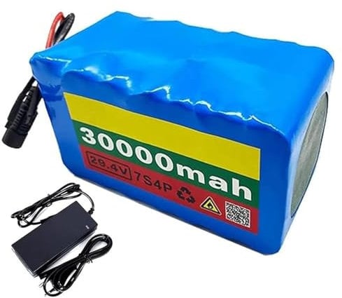 E-Bike Battery 24V 30Ah 7S4P Bicycle with BMS and Charger for 50W 350W 400W 500W Electric Motor Bicycle Scooter XT60