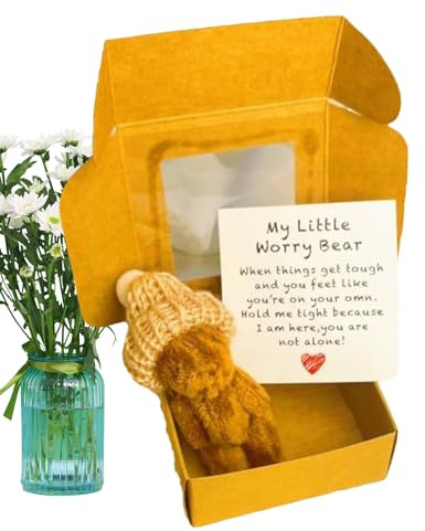 Acunny In Box | Plüschfigur in Box, kleine handgefertigte Puppe mit Tasche für inspirierende Karten für Kleinkinder, Abschlussfeier, Muttertag, Valentinstag und Weihnachten