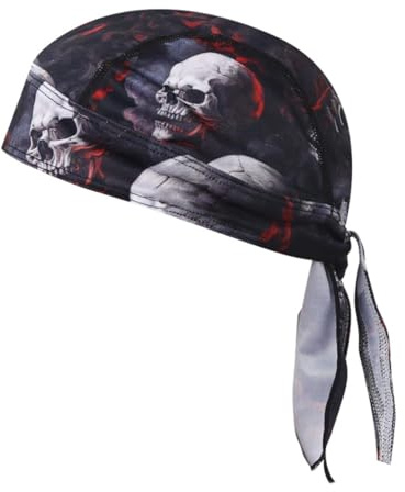 Unisex Skull Bandana Cap Biker Kopftuch Mütze Radsport Sonnenschutz | Das markante Totenkopf Muster macht die Bandana Cap zu einem coolen Accessoire für Biker und Outdoor Fans.