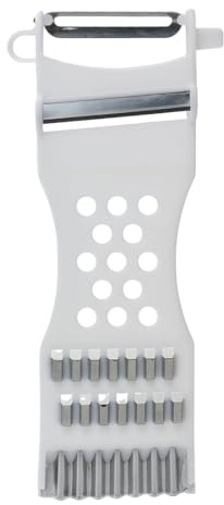 GNHG 2 Pezzi Pelapatate professionale, grattugia carote, pelatutto, grattugia per verdure multifunzione 6 in 1, lame in acciaio inox, impugnatura ergonomica in plastica resistente
