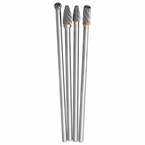 Wolframkarbid-Frässtifte, 4 Stück, lange Reichweite, Doppelschnitt, lange rotierende Frässtifte, 6 mm, Doppelschnitt, Schnitzfrässtifte zum Gravieren, Bohren, Stahl, Metallarbeiten