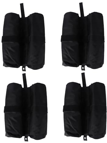 ibasenice 4 Pièces Sacs de Lestage pour Tente Pavillon Toile Oxford Noire Poids Lourd Double Compartiment Zippé pour Tonnelle et Abri Extérieur