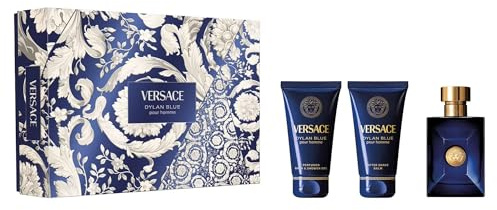 Versace Dylan Blue Eau de Toilette Geschenkset 2025, 50 ml Eau de Toilette, 50 ml Duschgel und 50 ml After Shave Balsam