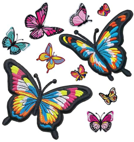 Ruispeed 10PCS Colorful Butterfly Iron on Patches, Funny & Pretty Iron on/Sew on Embroidered Appliques for Clothing Backpacks Hats Shoes Jackets Skirts DIY Decoration (10PCS Butterfly)
