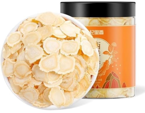American Ginseng Slices | Panax Quinquefolius | 50g Dried Herb | 1.0-1.2cm Thick Cut | for Brewing Tea, Culinary Use, Traditional Herbalism | Natural & Unprocessed