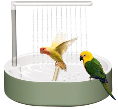 Aakluk Douche pour Perroquet | Bain d'oiseaux Automatique avec Eau en Circulation | Pompe Silencieuse Et Chargement USB | Accessoires pour Cage À Calopsittes | Fournitures pour Perruches