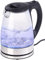 Rosenstein & Söhne Wasserkocher Edelstahl: Glas-Wasserkocher mit blauer LED-Beleuchtung, 2.200 Watt, 1,7 Liter (Beleuchteter, Farbwechsel, Glaskantenbeleuchtung)