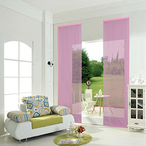855892- PINK 2er-Pack Schiebepanel, Schiebegardine, Flächenvorhang Uni mit Klettband incl. Paneelwagen HxB 245x60 cm