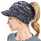 Winter Strickmütze Schirmmütze Damen Wintermütze Beanie Mütze Hüte Mützen Caps für Damen Gestrickte Baseballmütze Pferdeschwanz Mütze mit Zöpfen Loch (Dunkelblaues Weiß)