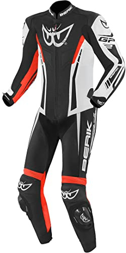 Berik Monza Combinaison moto une pièce en cuir, noir/blanc/rouge, 54