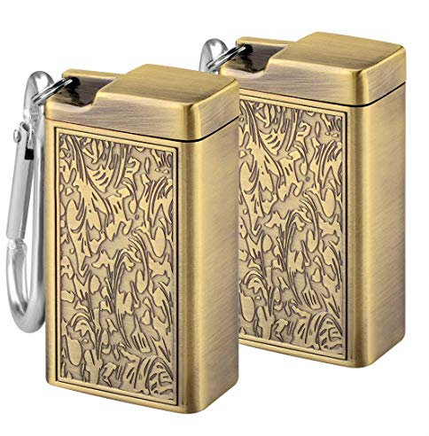 2 x Zigaretten Taschenascher Taschenaschenbecher geruchsdicht | Mini-Aschenbecher | Reise-Aschenbecher - für unterwegs - Aschenbecher to go,2PCSGold