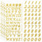 5 Blätter Abschluss Kappe Aufkleber Dekoration Glitzer Alphabet Buchstabe Aufkleber Selbstklebende Strass Buchstaben Nummer Aufkleber für Abschluss Kappe Kunst Dekorationen (Gold)