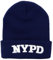 City-Souvenirs Police Beanie Mütze Navy Embroidered Knit Winter New York Skull Cap, Marineblau, Weiß, Einheitsgre