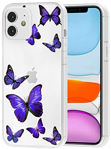 Vavies Case for iPhone 11 Case 2019 Case for Girls Women, Slim Shockproof Clear Pattern Soft Flexible TPU Back Phone Protective Cover Cases for iPhone 11 6.1 (Purple Butterfly)