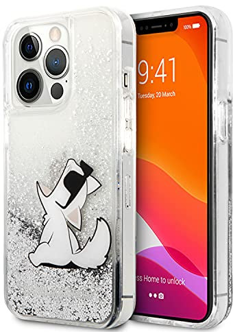 Karl Lagerfeld Liquid Glitter Choupette Fun – iPhone 13 Pro Max Hülle (Silber)