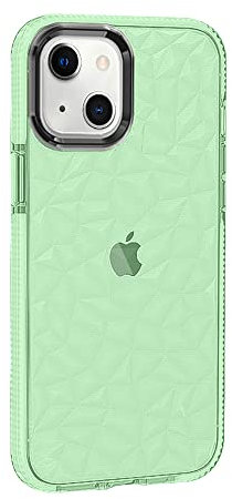 Rdyi6ba8 Coque Transparente pour iPhone 13, Coque en Silicone Souple Transparente et Mince, Étui de Protection Antichoc Motif Diamant 3D pour iPhone 13 - Vert