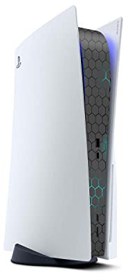 Skins4u Skin Folie kompatibel mit Playstation 5 Center Mittelteil Disk Version PS5 Skins Aufkleber Vinyl Sticker Schutz Exo small Blue