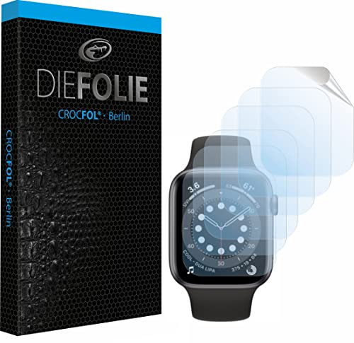 Crocfol Schutzfolie vom Testsieger [6 St.] kompatibel mit Apple Watch 4/5 / 6 / SE/ 44mm- selbstheilende Premium 5D Langzeit-Panzerfolie (44mm)