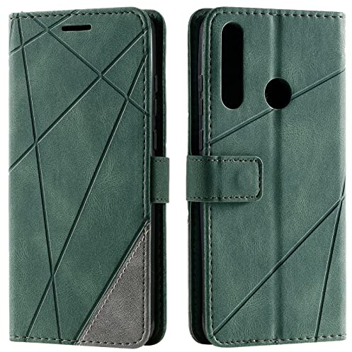 Vankii Kompatibel mit Huawei Y6P / Y6P 2020 Hülle, Flip Wallet Handyhülle PU Leder Brieftasche Tasche Case Stoßfeste Schutzhülle [Kartenschlitzen] [Magnetverschluss] [Standfunktion] (Grün)