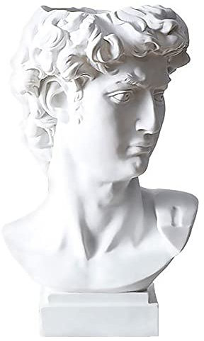 Griechische Statue von David Bust Harzskulptur für römisches Bücherregal, Tischplatte, Büro, 16.5 cm, David Head Artist Figure Sukkulenten Pflanzgefäße Trockenblumen Vase Make-up Pinsel Stifthalter
